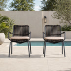 Twisted-Rope Woven Design Outdoor Dining Chair, Set of 2 (PAC-2653-BR-KD) - Direct Wicker