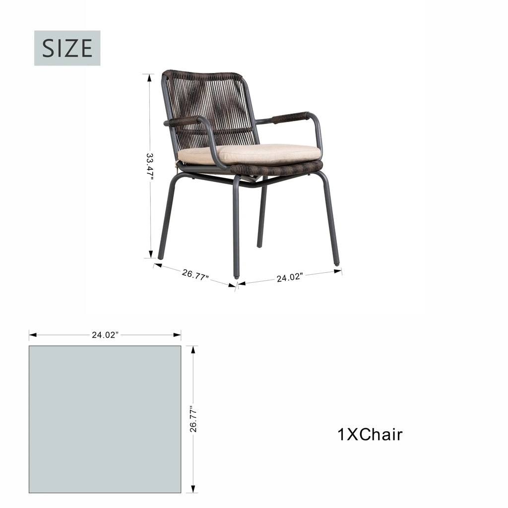 Twisted-Rope Woven Design Outdoor Dining Chair, Set of 2 (PAC-2653-BR-KD) - Direct Wicker