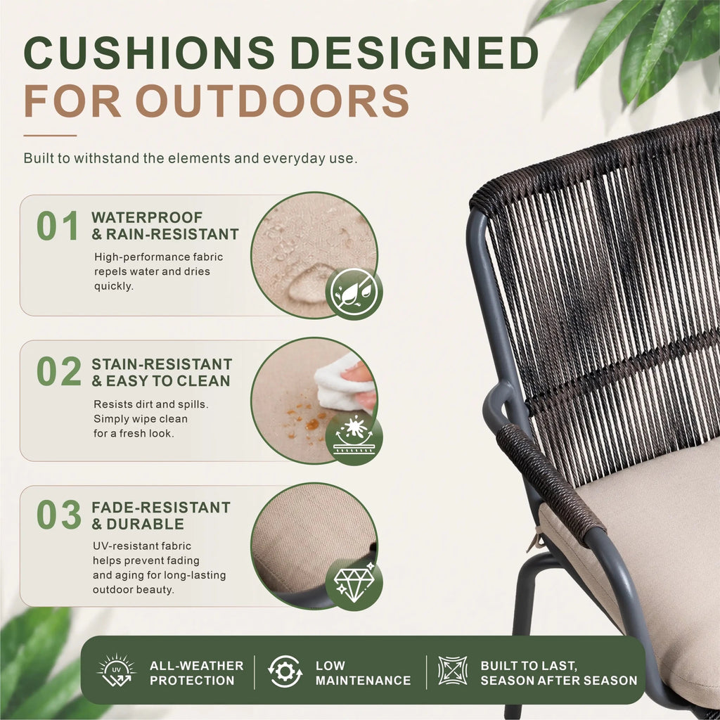 Twisted-Rope Woven Design Outdoor Dining Chair, Set of 2 (PAC-2653-BR-KD) - Direct Wicker