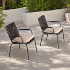 Twisted-Rope Woven Design Outdoor Dining Chair, Set of 2 (PAC-2653-BR-KD) - Direct Wicker