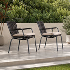 Twisted-Rope Woven Design Outdoor Dining Chair, Set of 2 (PAC-2653-BR-KD) - Direct Wicker