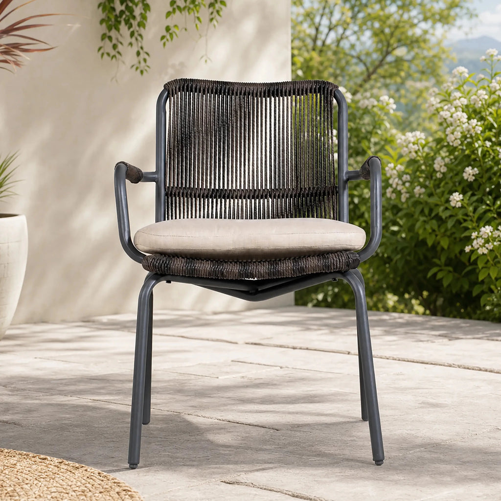 Twisted-Rope Woven Design Outdoor Dining Chair, Set of 2 (PAC-2653-BR-KD) - Direct Wicker