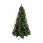 Unlit Artificial Christmas Tree with Red Berries, Pine Cones & Full PVC Automatic-Opening Branches – 5 FT, 6 FT & 7 FT (PAT-011) - Direct Wicker