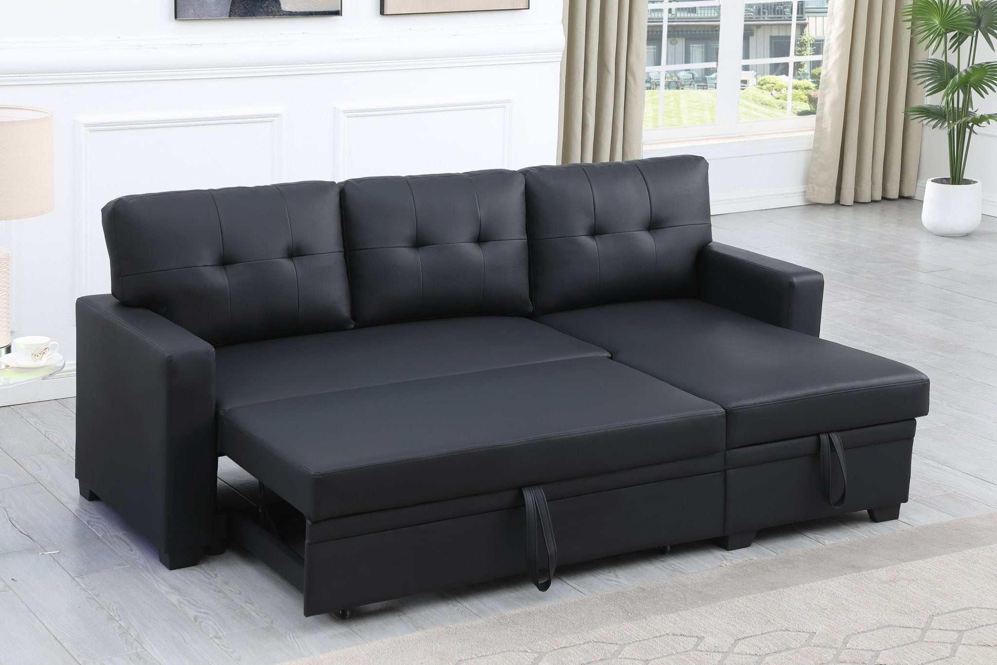 Upholstered Pull out Sectional Sofa with Chaise (B102S00006) - Direct Wicker
