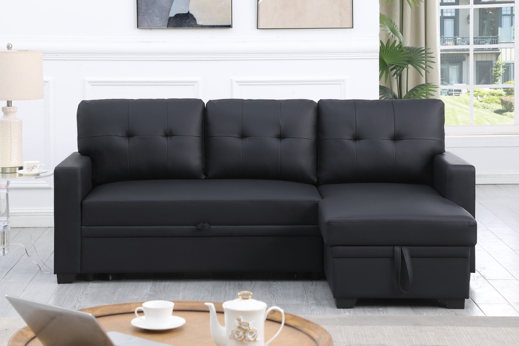 Upholstered Pull out Sectional Sofa with Chaise (B102S00006) - Direct Wicker