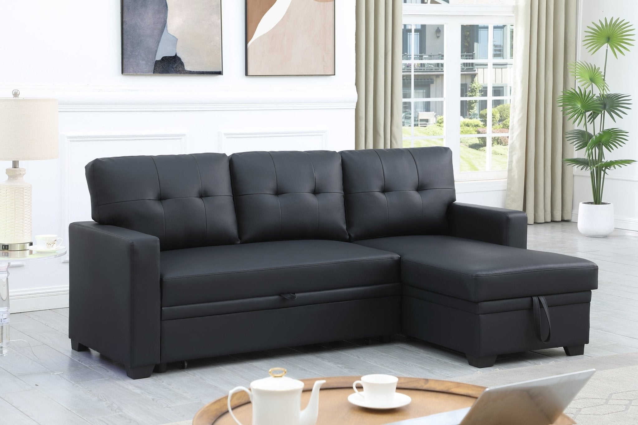 Upholstered Pull out Sectional Sofa with Chaise (B102S00006) - Direct Wicker