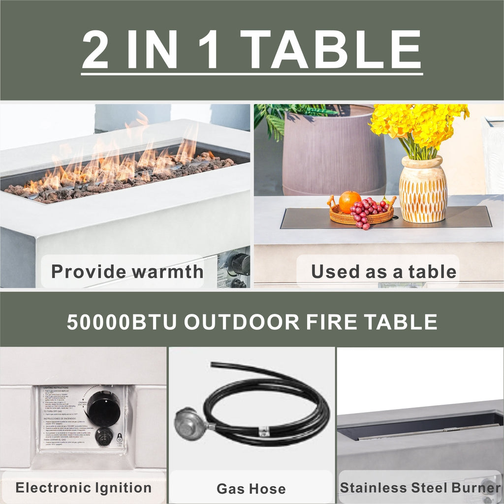 Venetian Rectangle Fire Pit Table for Outdoor Use (PAG - 2150) - Direct Wicker