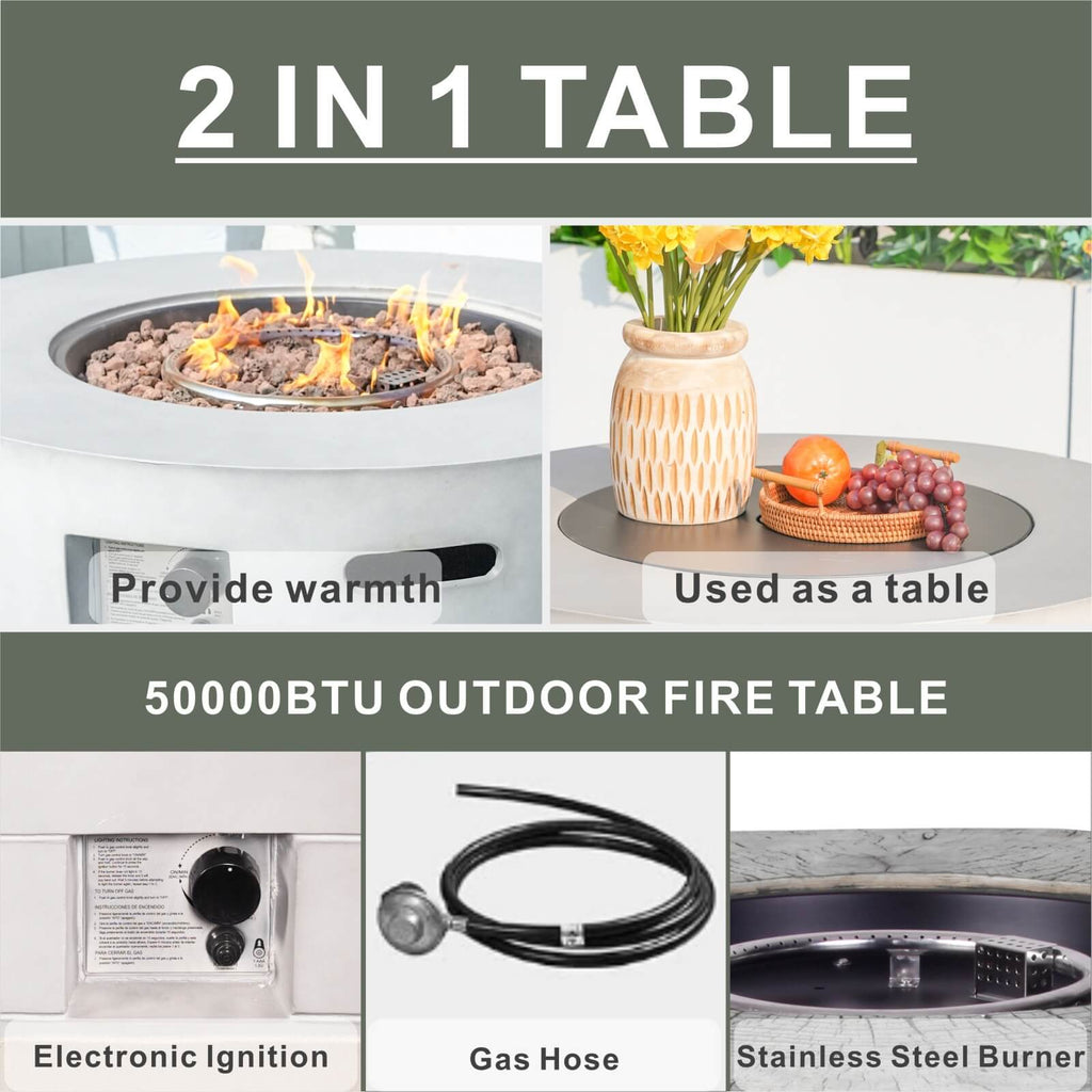 Venetian Round Fire Pit Table for Outdoor Use (PAG - 2160) - Direct Wicker