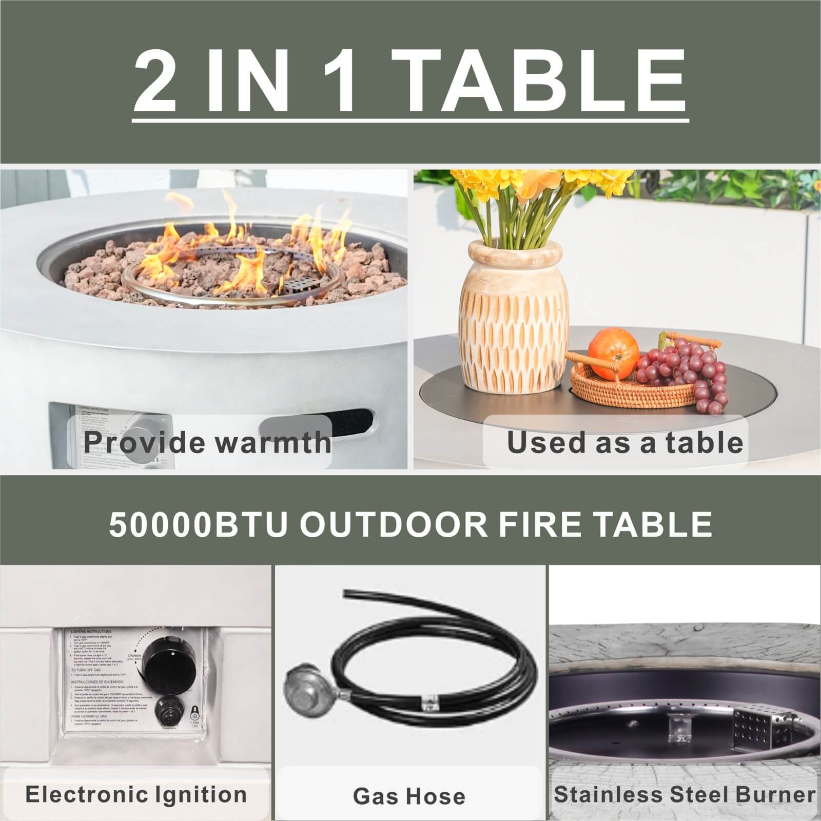 Venetian Round Fire Pit Table for Outdoor Use (PAG - 2160) - Direct Wicker