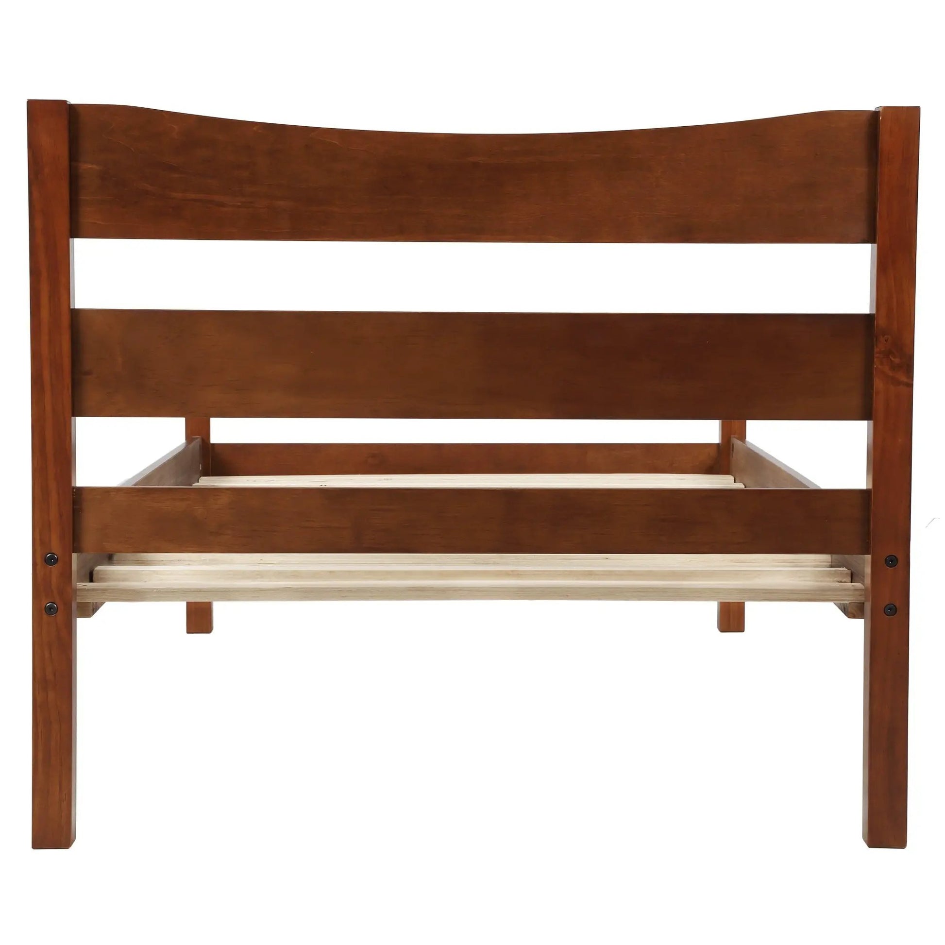 Walnut Twin Size Wood Platform Bed with Headboard and Wooden Slat Support - Direct Wicker