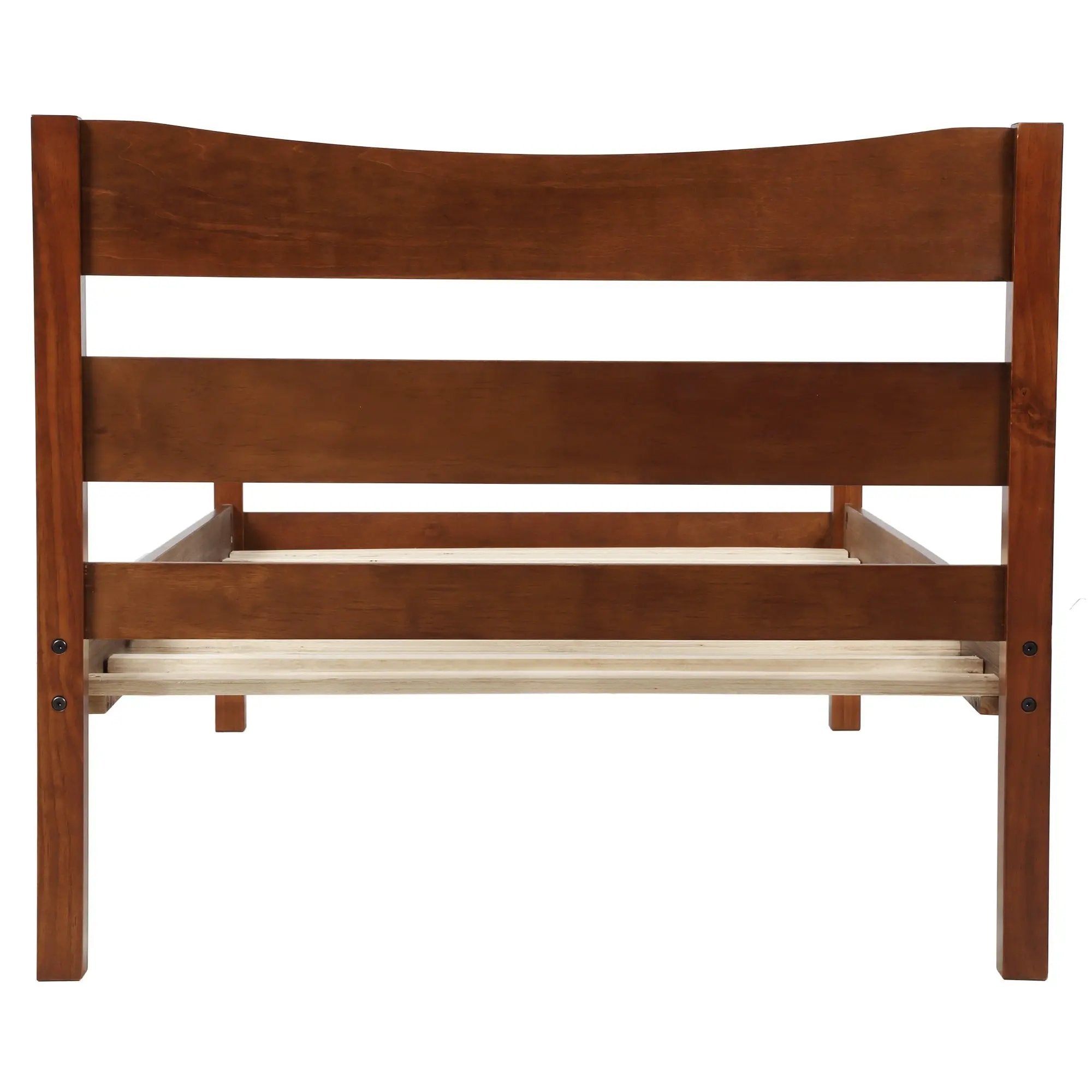 Walnut Twin Size Wood Platform Bed with Headboard and Wooden Slat Support - Direct Wicker
