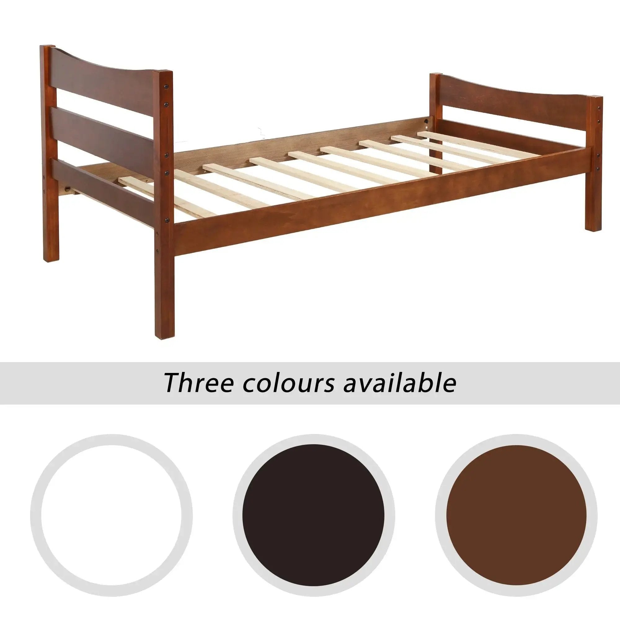 Walnut Twin Size Wood Platform Bed with Headboard and Wooden Slat Support - Direct Wicker