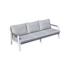 White Aluminum Outdoor Sofa Set with Rope Woven Accents – 5-Piece Modern Patio Conversation Set - Direct Wicker