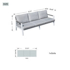 White Aluminum Outdoor Sofa Set with Rope Woven Accents – 5-Piece Modern Patio Conversation Set - Direct Wicker