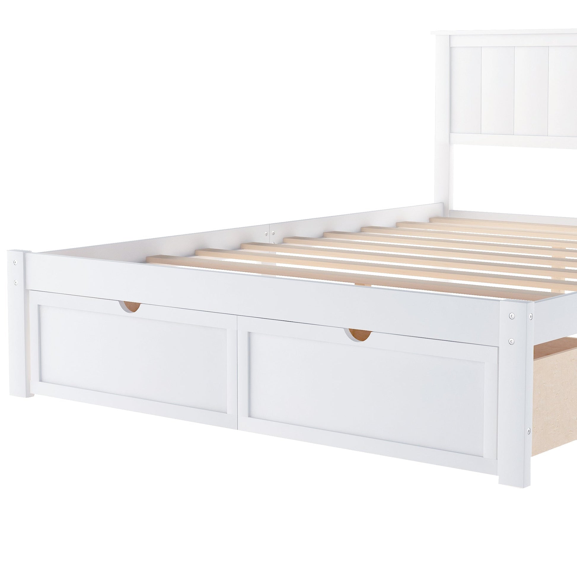 White Full Size Platform Bed with Under - bed Drawers (WF196530AAK) - Direct Wicker