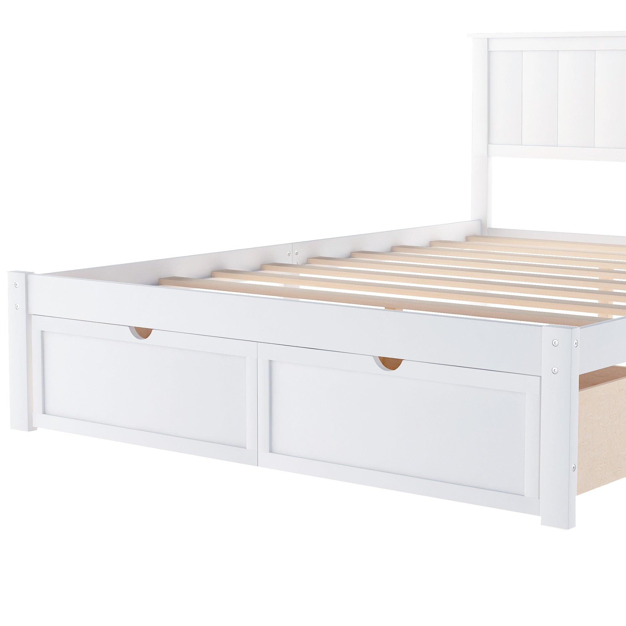 White Full Size Platform Bed with Under - bed Drawers (WF196530AAK) - Direct Wicker