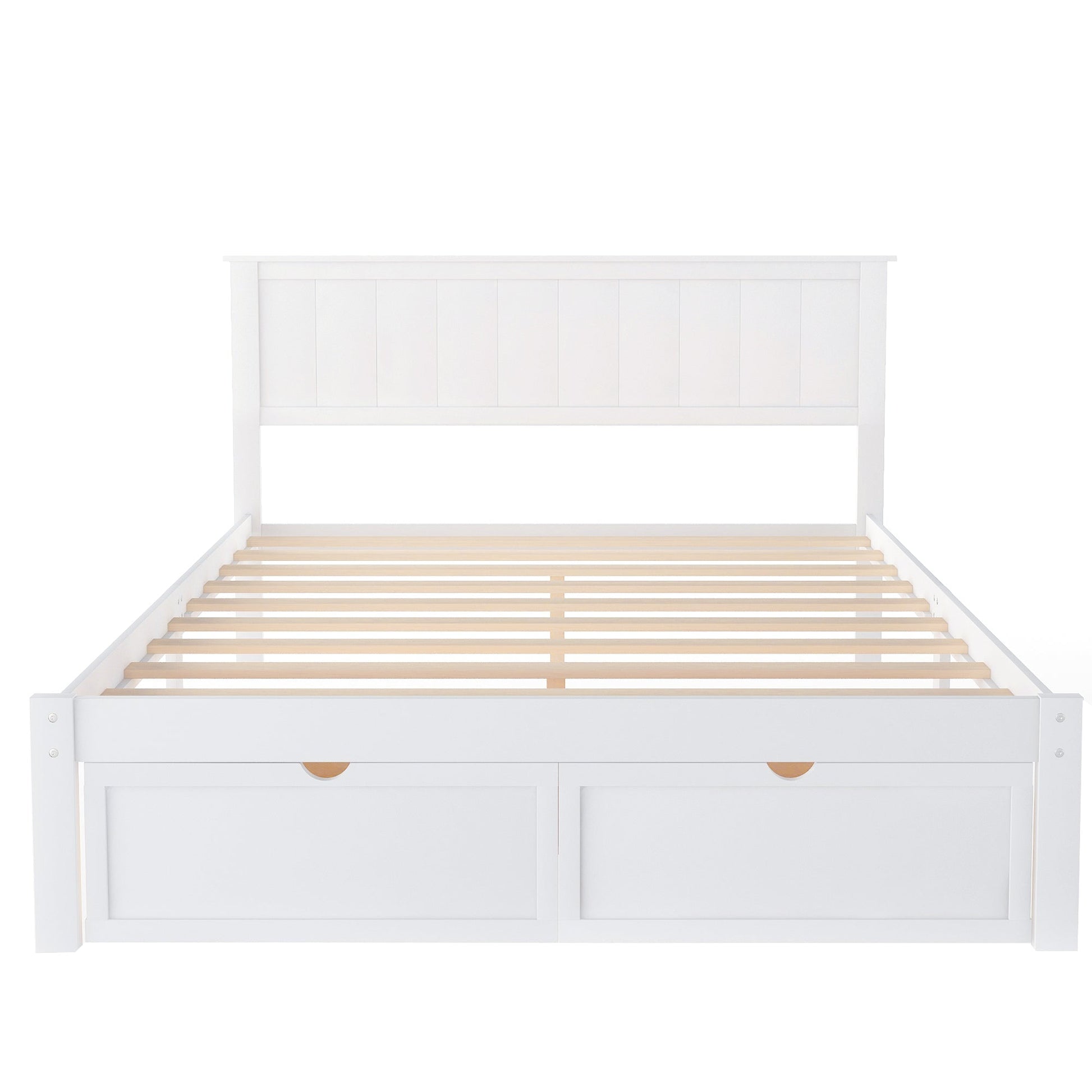 White Full Size Platform Bed with Under - bed Drawers (WF196530AAK) - Direct Wicker