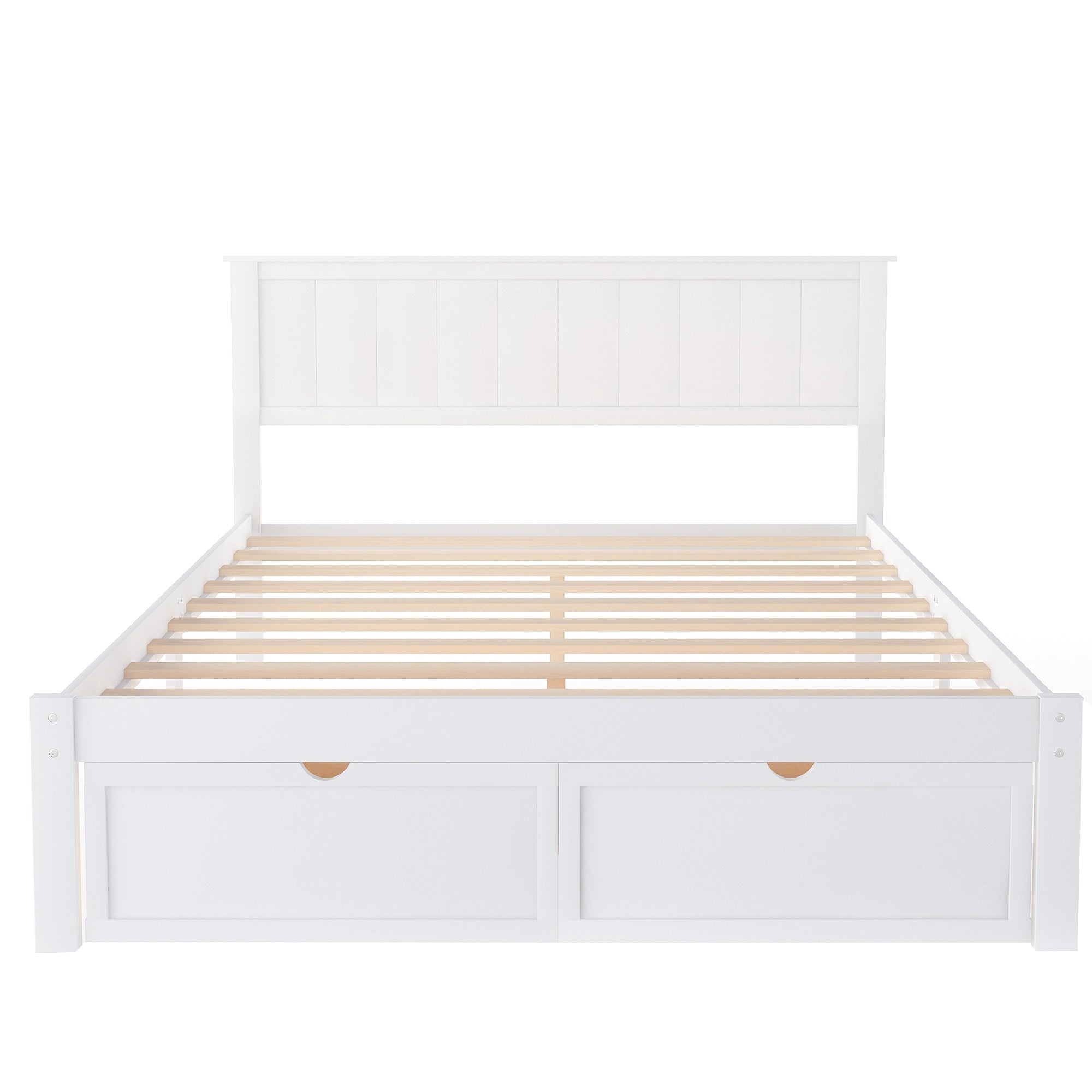 White Full Size Platform Bed with Under - bed Drawers (WF196530AAK) - Direct Wicker
