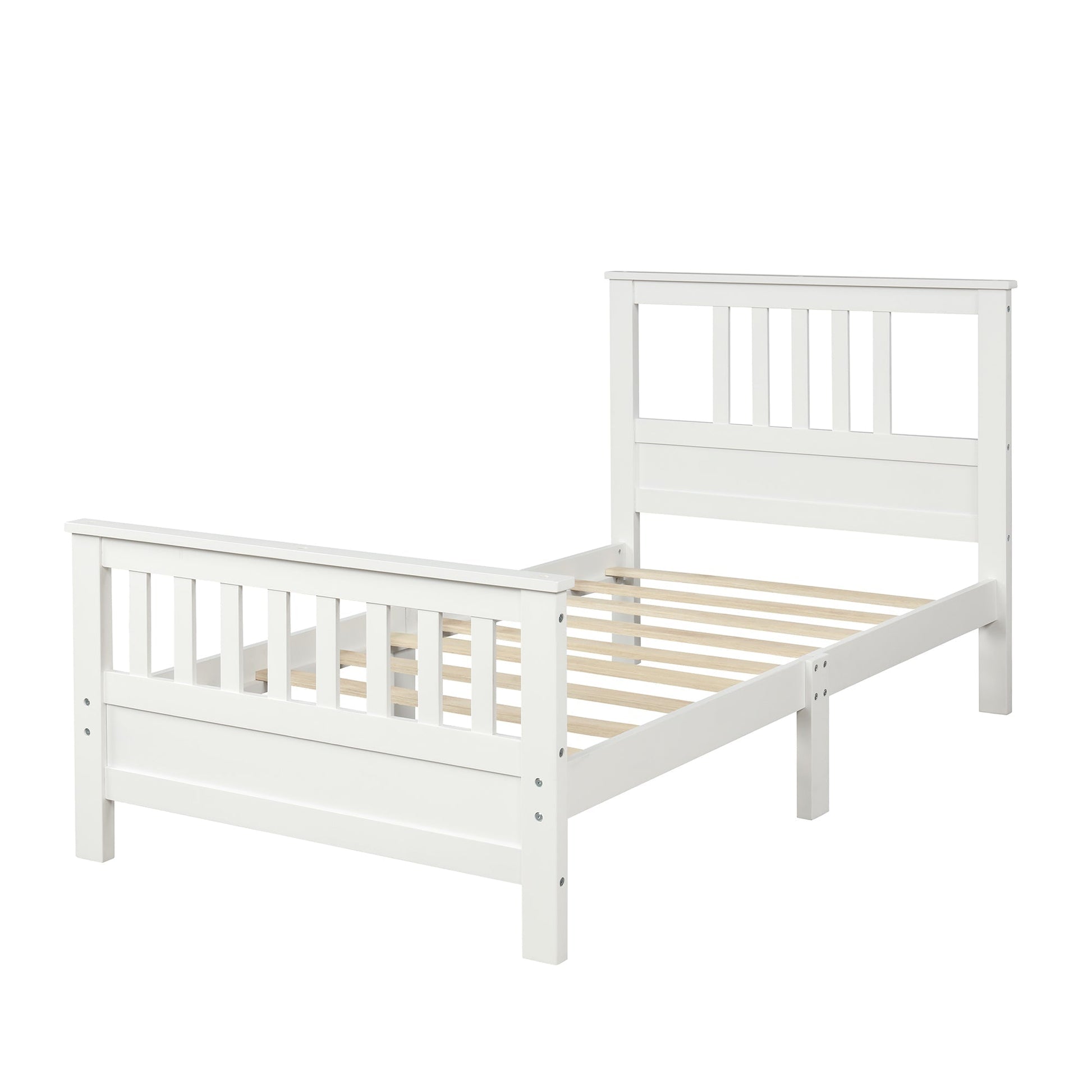 White Pine Wood Platform Bed with Paneled Headboard and Footboard (WF192972AAK) - Direct Wicker