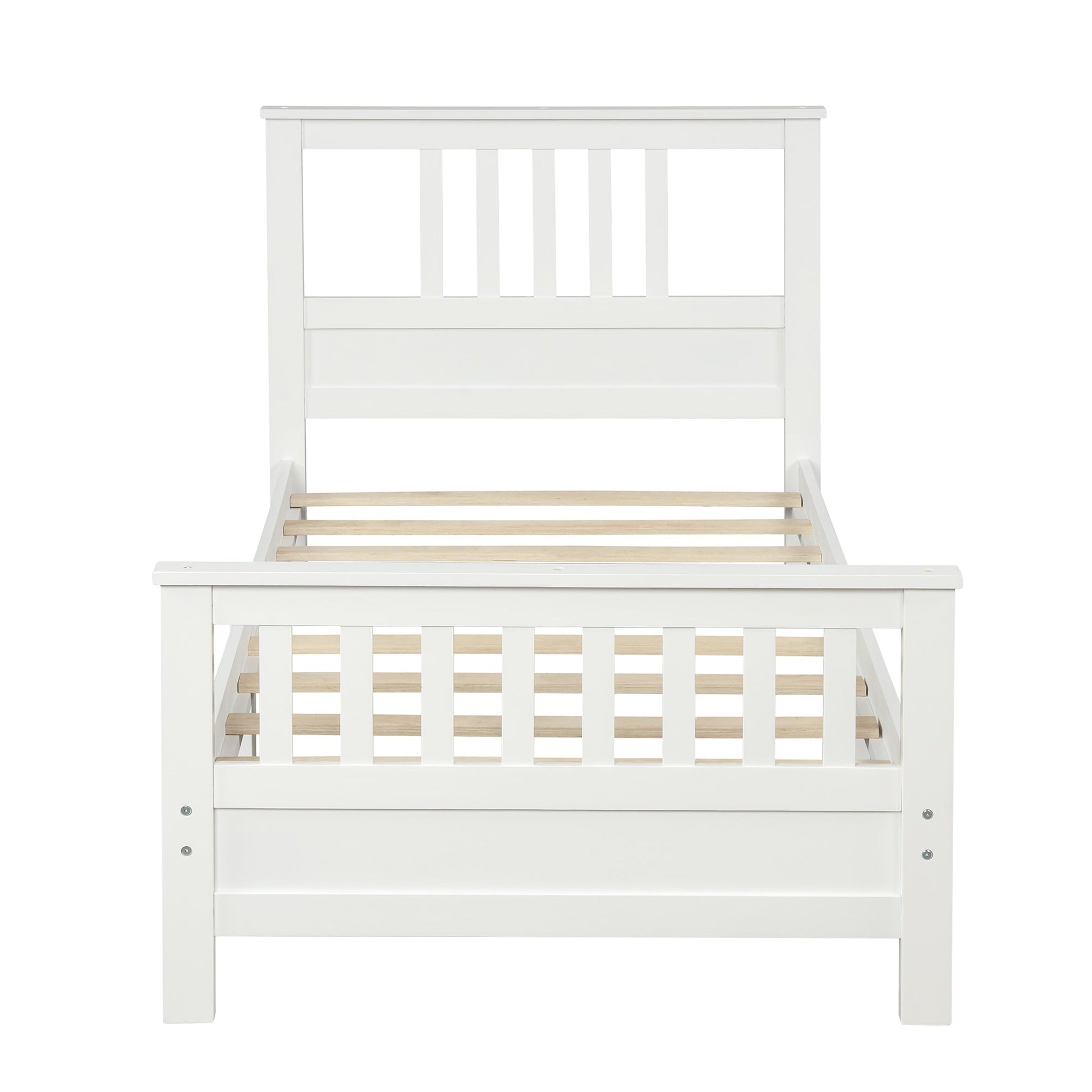 White Pine Wood Platform Bed with Paneled Headboard and Footboard (WF192972AAK) - Direct Wicker