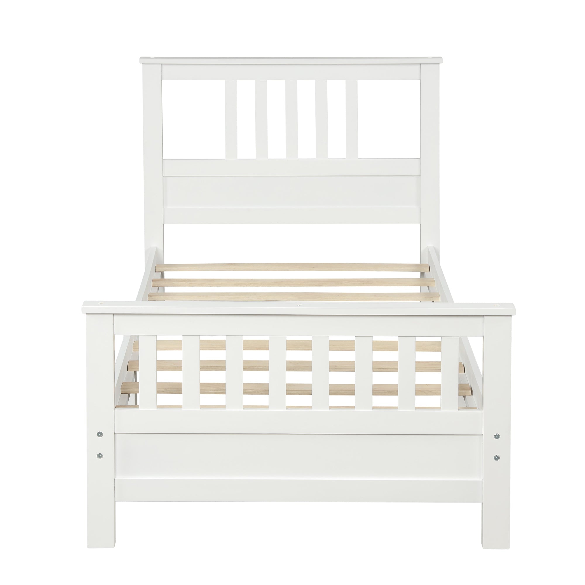 White Pine Wood Platform Bed with Paneled Headboard and Footboard (WF192972AAK) - Direct Wicker