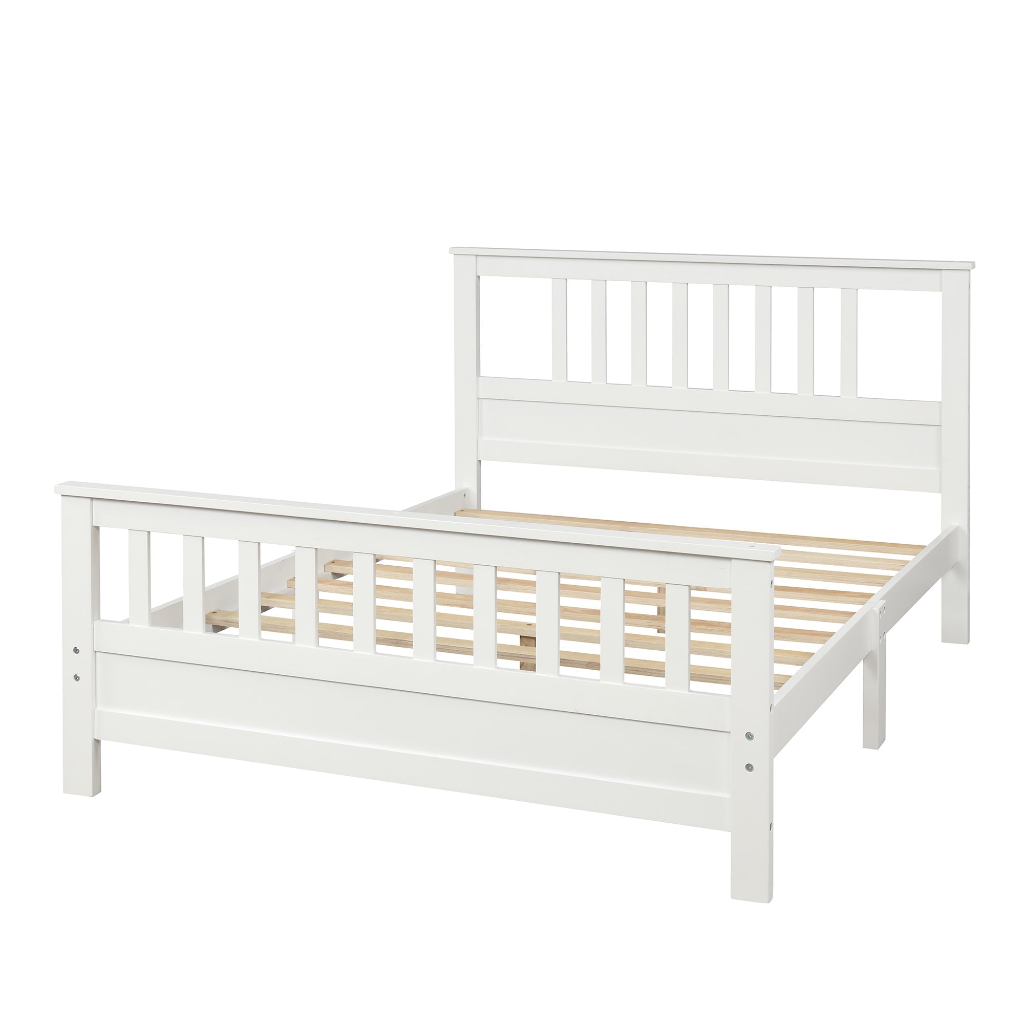 White Pine Wood Platform Bed with Paneled Headboard and Footboard (WF192974AAK) - Direct Wicker