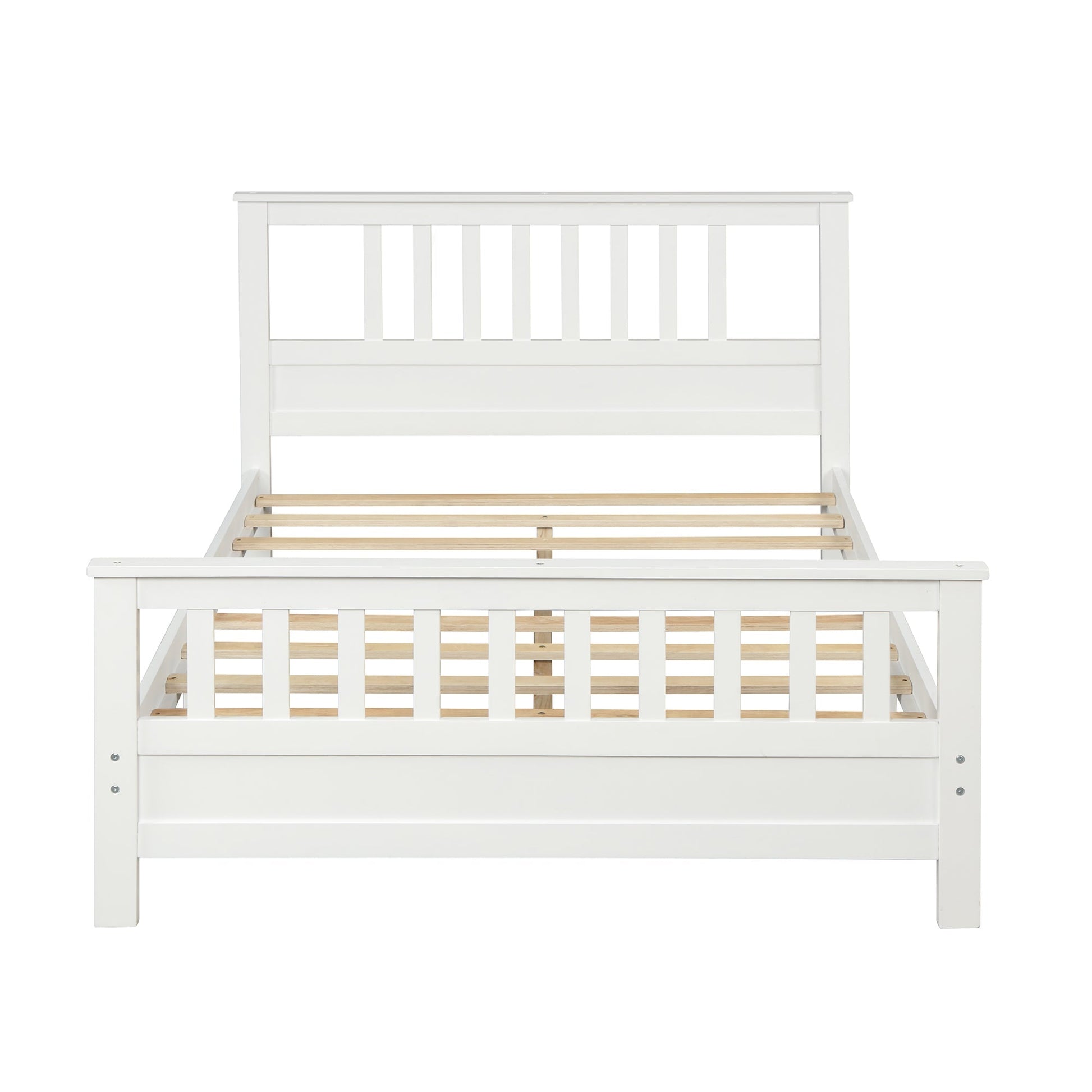 White Pine Wood Platform Bed with Paneled Headboard and Footboard (WF192974AAK) - Direct Wicker