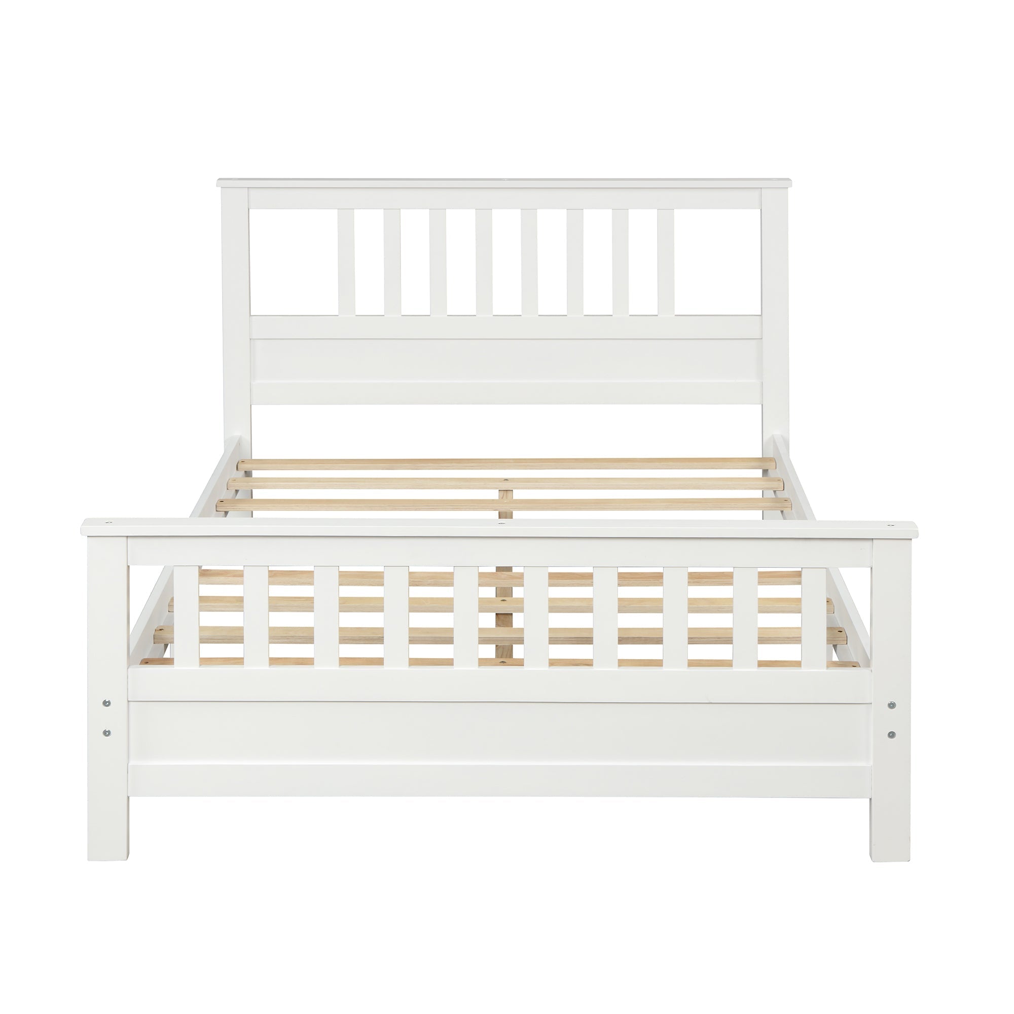 White Pine Wood Platform Bed with Paneled Headboard and Footboard (WF192974AAK) - Direct Wicker