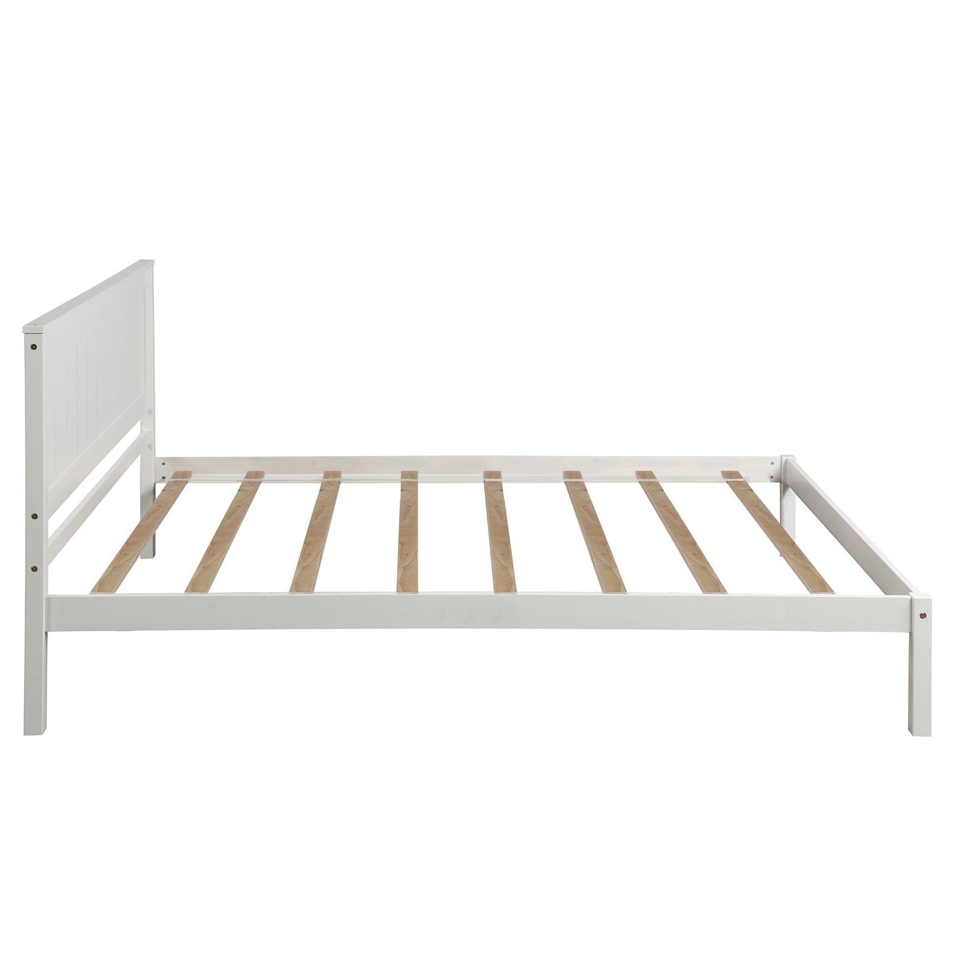 White Platform Bed Frame with Headboard, Wood Slat Support (WF212811AAK) - Direct Wicker