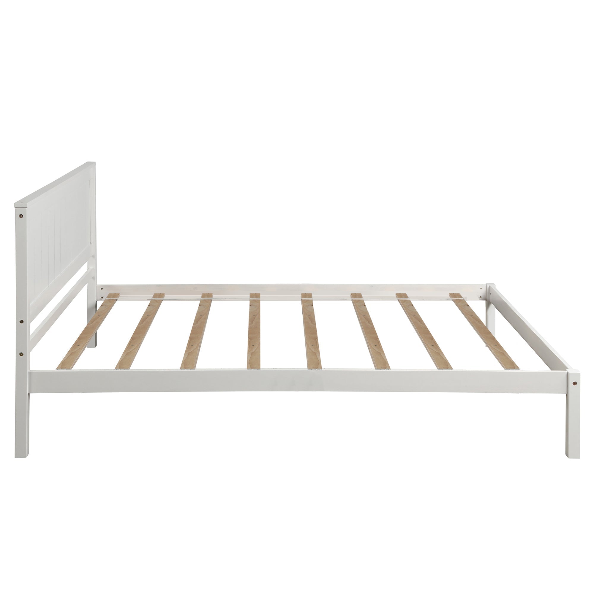 White Platform Bed Frame with Headboard, Wood Slat Support (WF212811AAK) - Direct Wicker