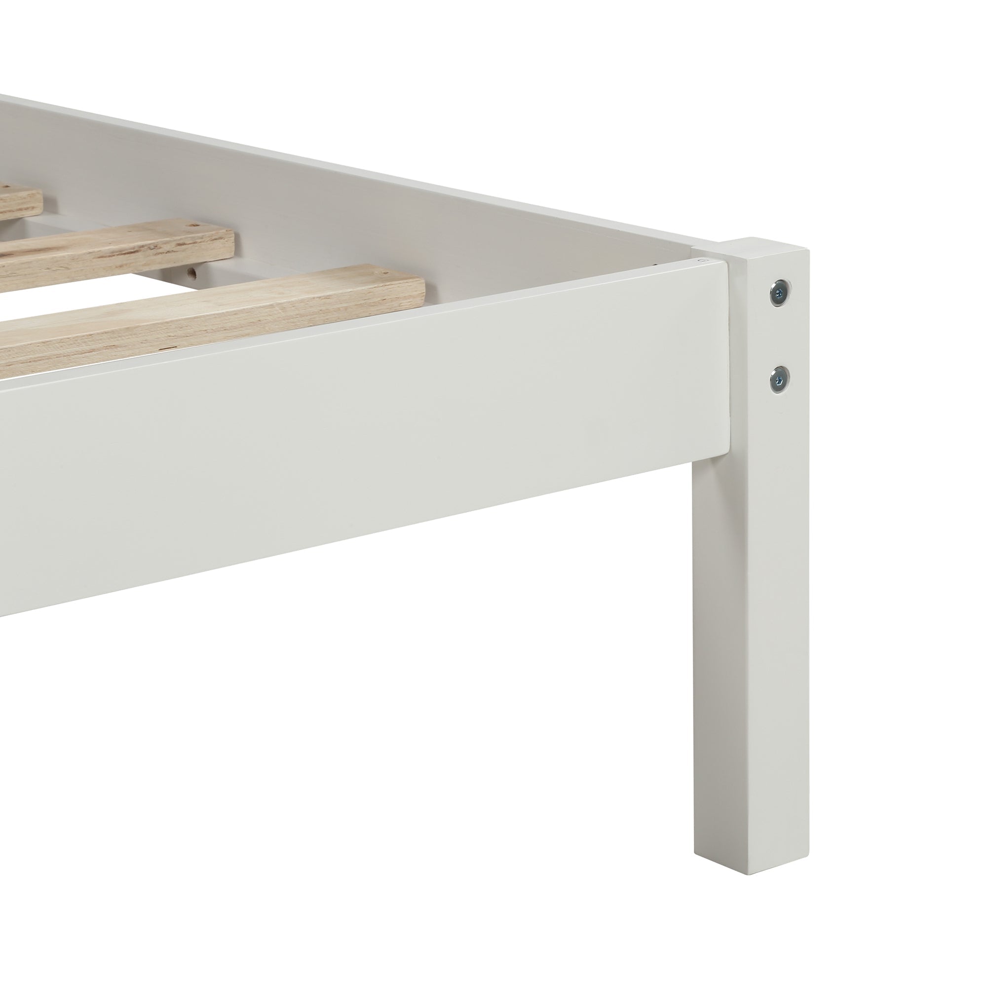 White Platform Bed Frame with Headboard, Wood Slat Support (WF212812AAK) - Direct Wicker