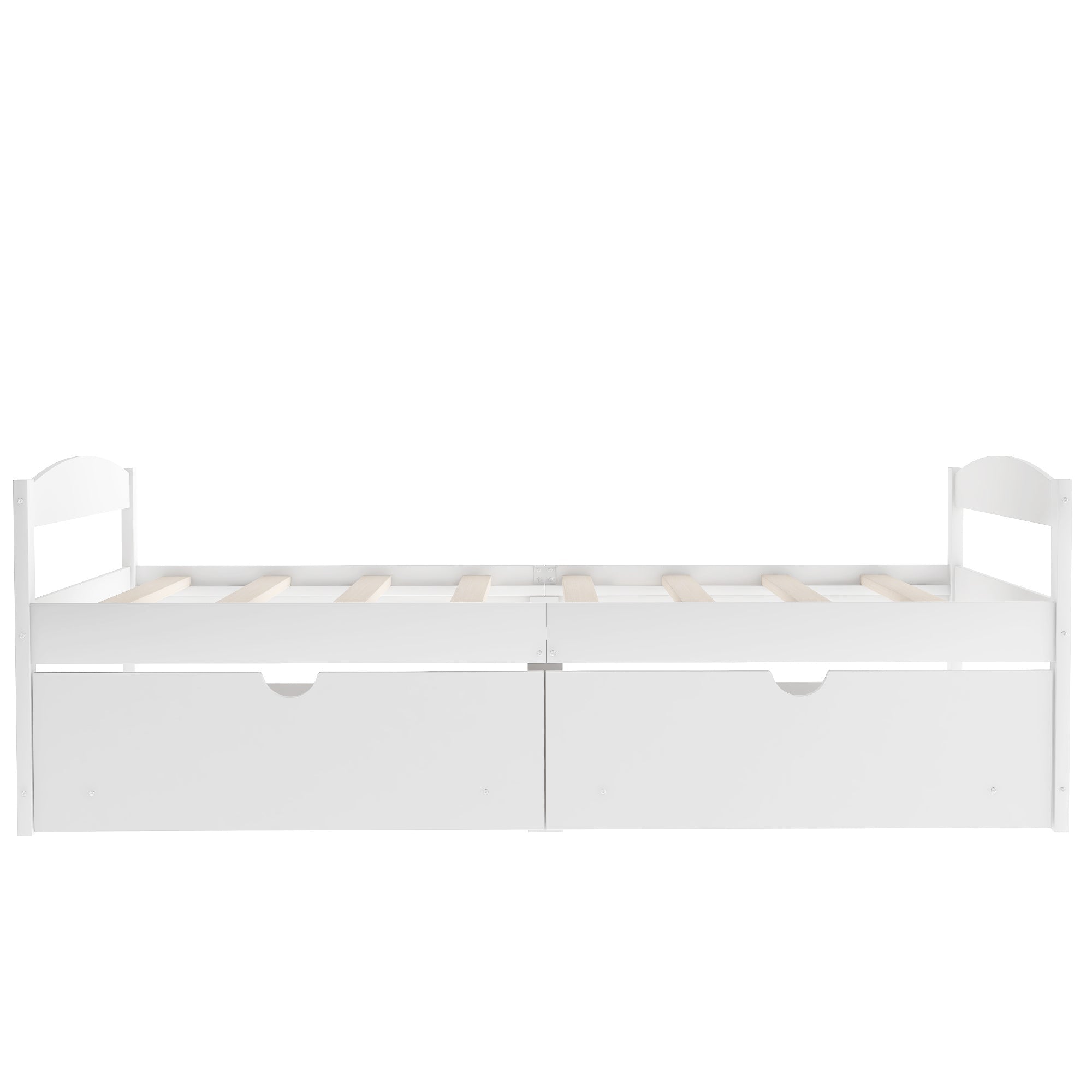White Twin Size Platform Bed with Two Drawers, Solid Wood and MDF (WF195910AAK) - Direct Wicker