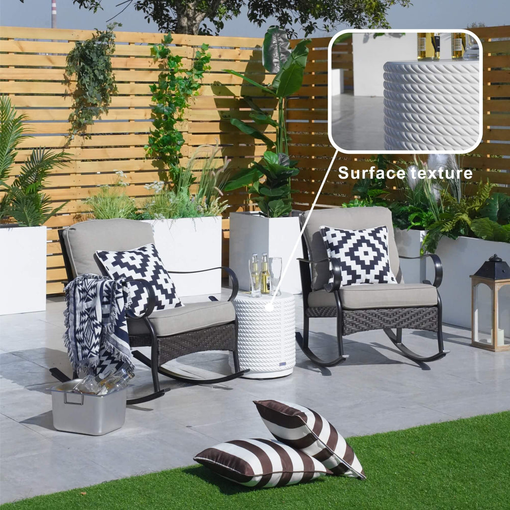 White Waterproof Durable and Stylish Outdoor Side Table (PAT - 2462ST) - Direct Wicker