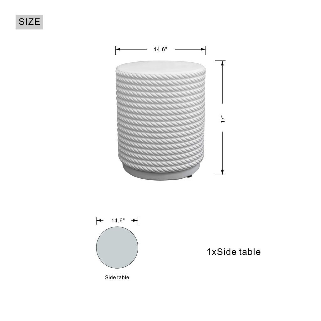 White Waterproof Durable and Stylish Outdoor Side Table (PAT - 2462ST) - Direct Wicker