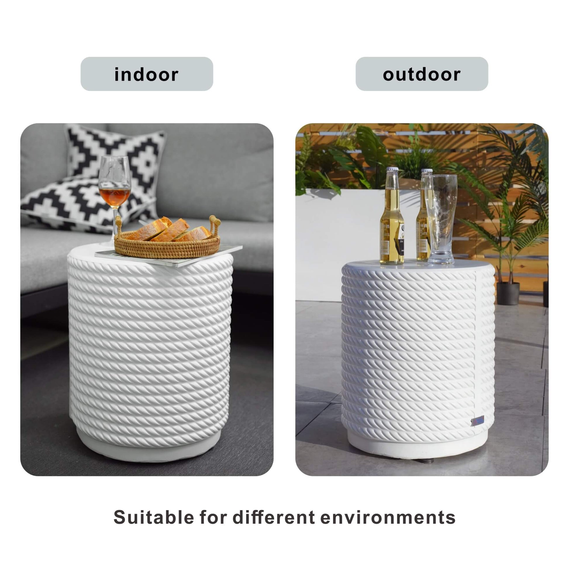 White Waterproof Durable and Stylish Outdoor Side Table (PAT - 2462ST) - Direct Wicker