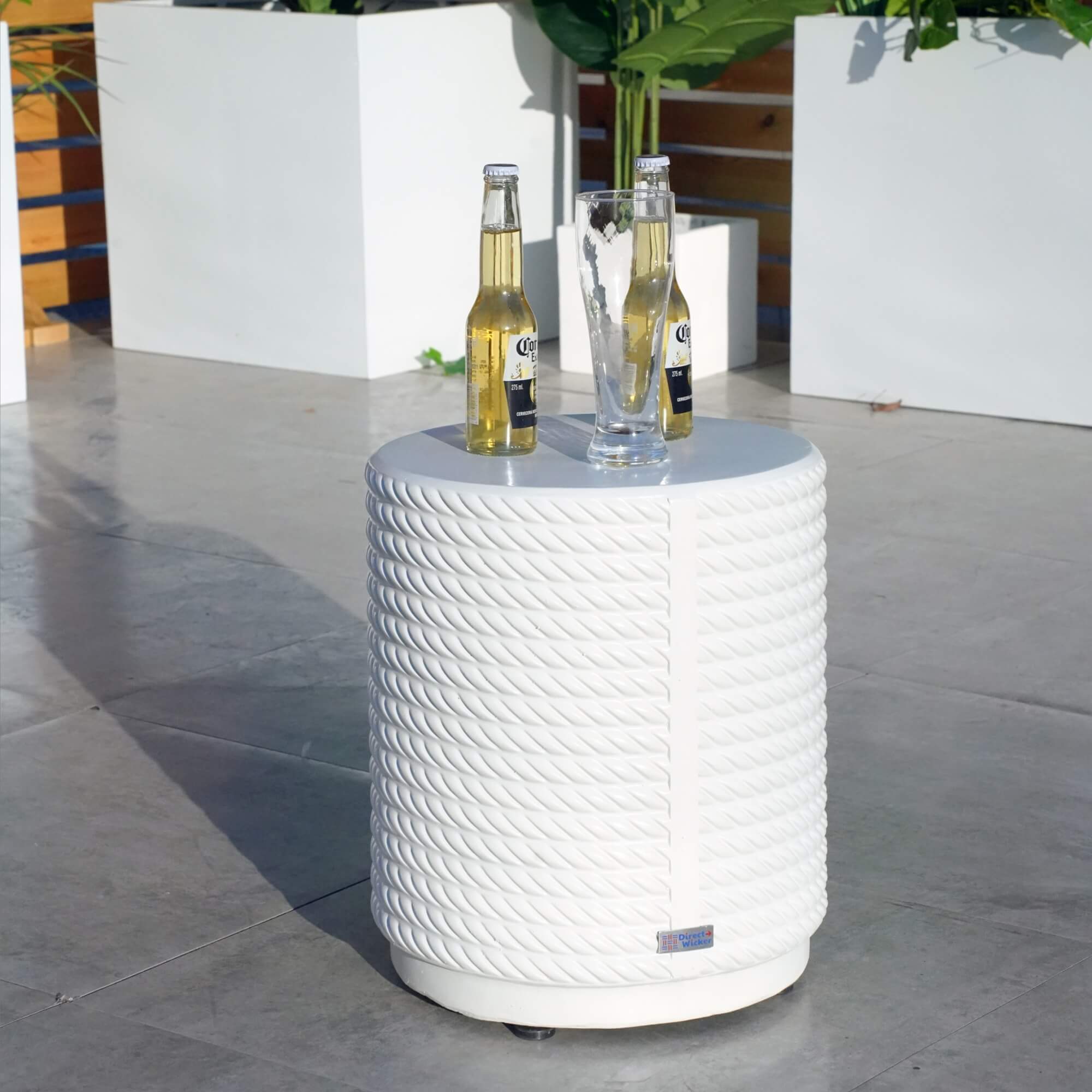 White Waterproof Durable and Stylish Outdoor Side Table (PAT - 2462ST) - Direct Wicker