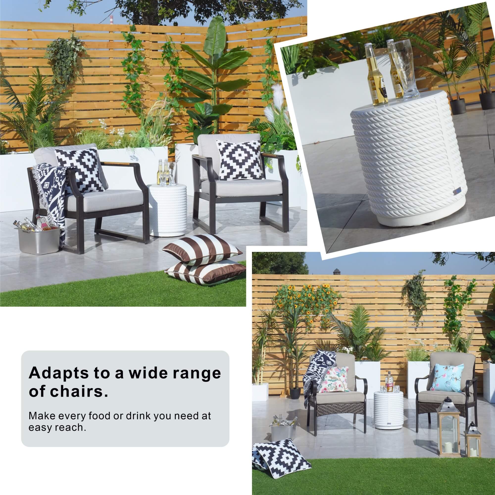 White Waterproof Durable and Stylish Outdoor Side Table (PAT - 2462ST) - Direct Wicker