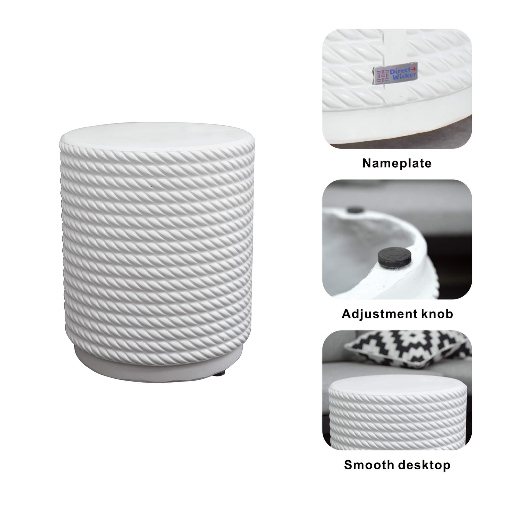 White Waterproof Durable and Stylish Outdoor Side Table (PAT - 2462ST) - Direct Wicker