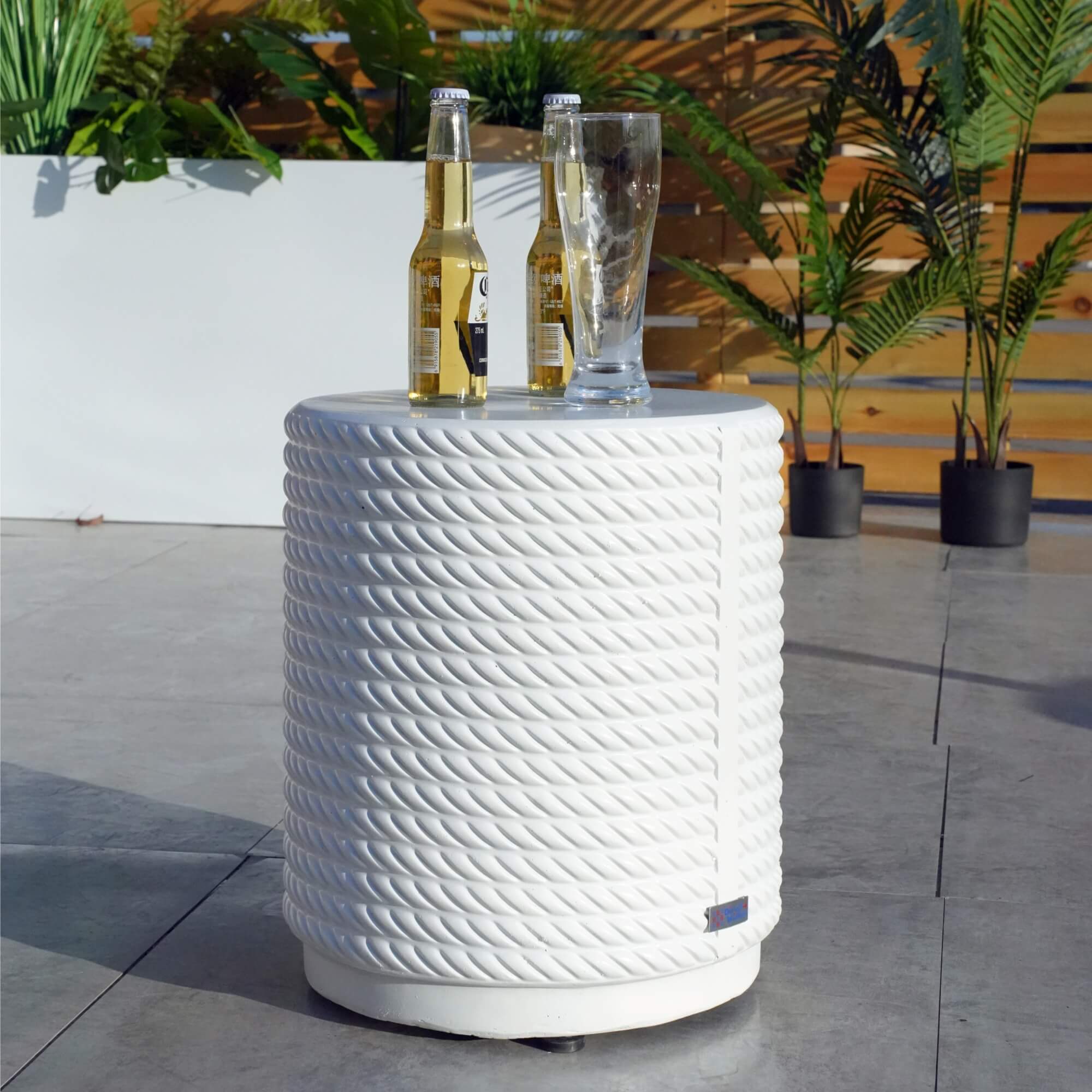 White Waterproof Durable and Stylish Outdoor Side Table (PAT - 2462ST) - Direct Wicker