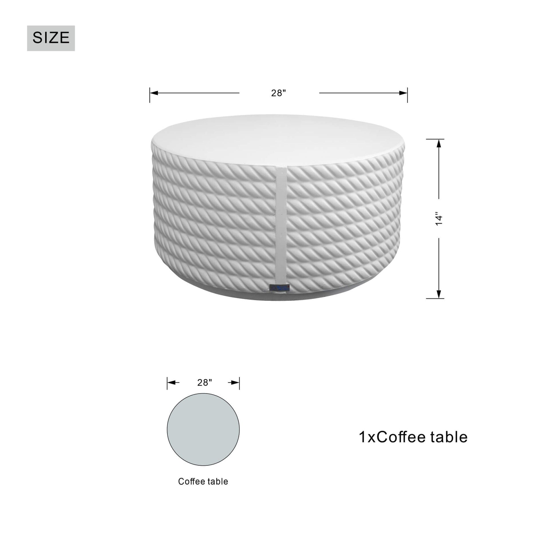 White Waterproof Fashionable Coffee Table (PAT - 2462TA) - Direct Wicker
