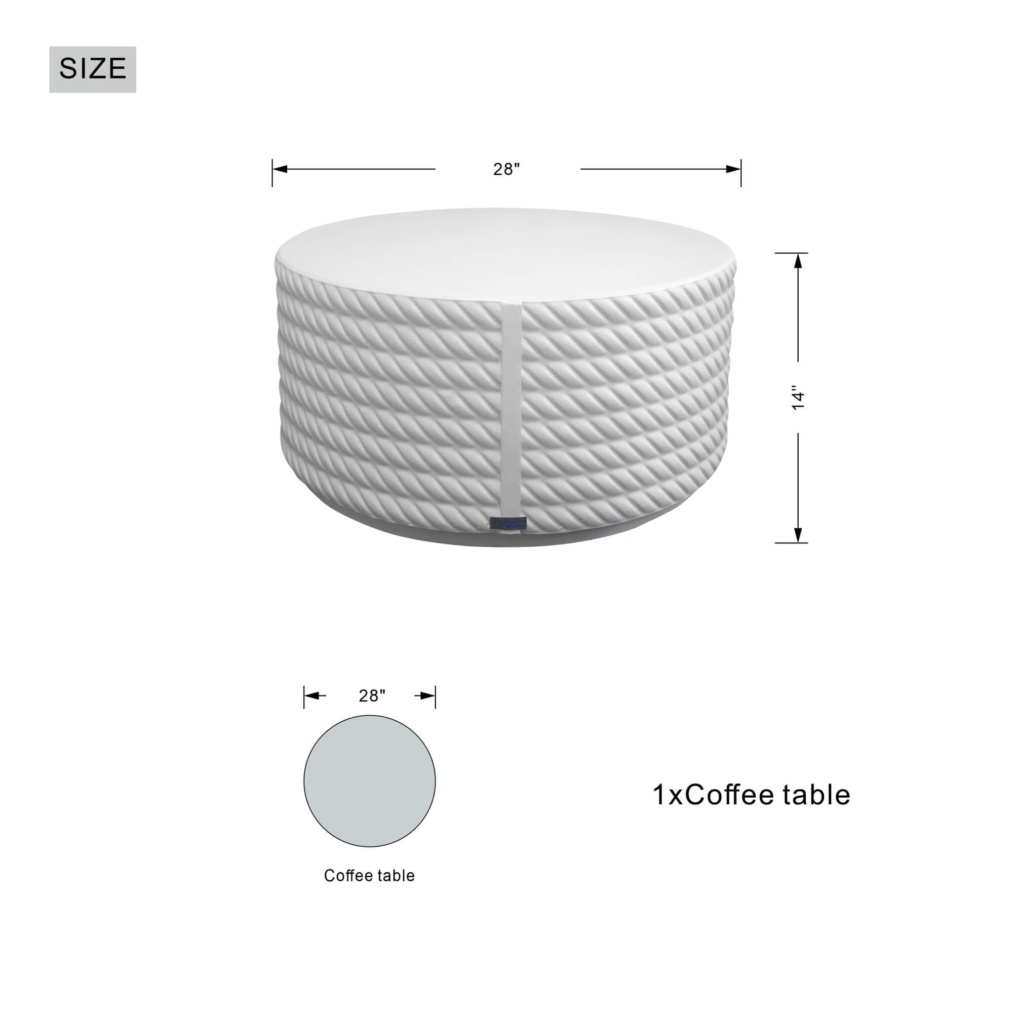 White Waterproof Fashionable Coffee Table (PAT - 2462TA) - Direct Wicker