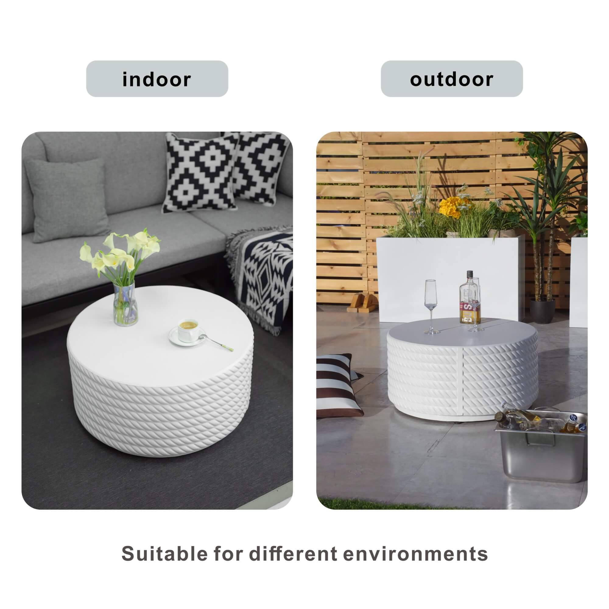 White Waterproof Fashionable Coffee Table (PAT - 2462TA) - Direct Wicker