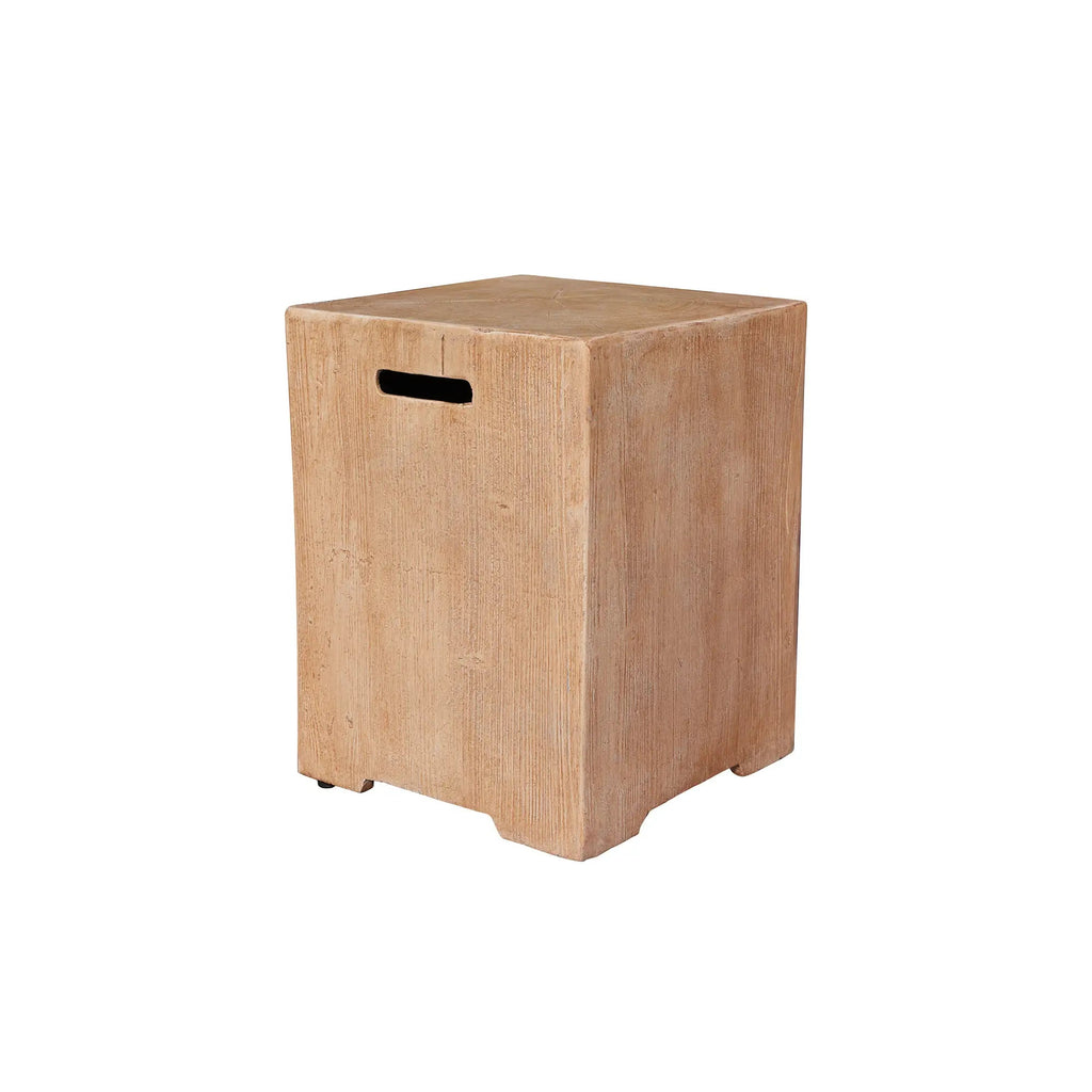 Wood Grain Outdoor Gas Fire Pit Side Table (PAG-2333ST-NT) - Direct Wicker
