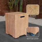 Wood Grain Outdoor Gas Fire Pit Side Table (PAG-2333ST-NT) - Direct Wicker