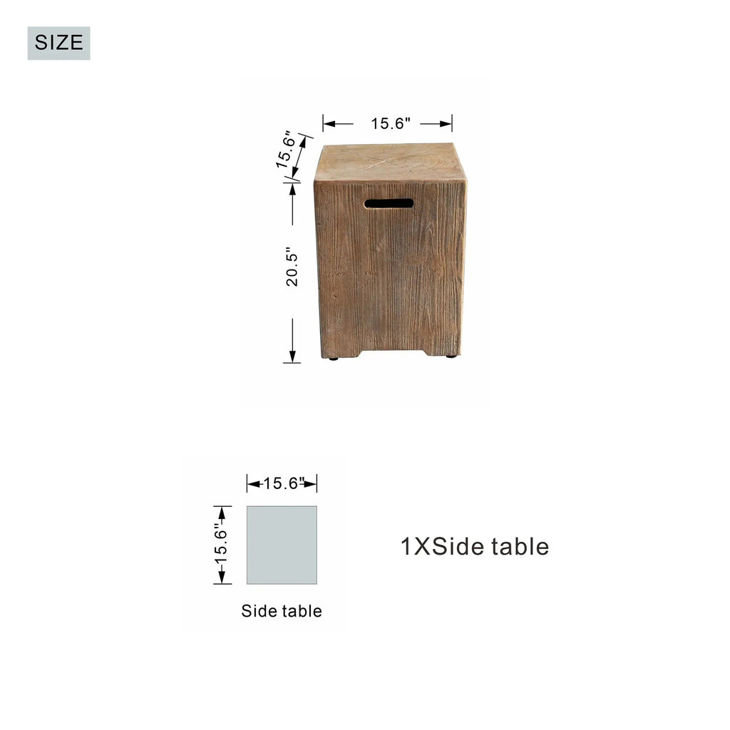 Wood Grain Outdoor Gas Fire Pit Side Table (PAG-2333ST-NT) - Direct Wicker