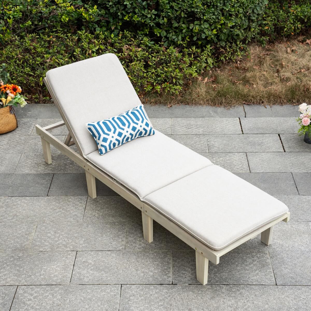 Wooden Sunlounger – Outdoor Garden Deck Chair for Patio, Poolside or Terrace - Direct Wicker