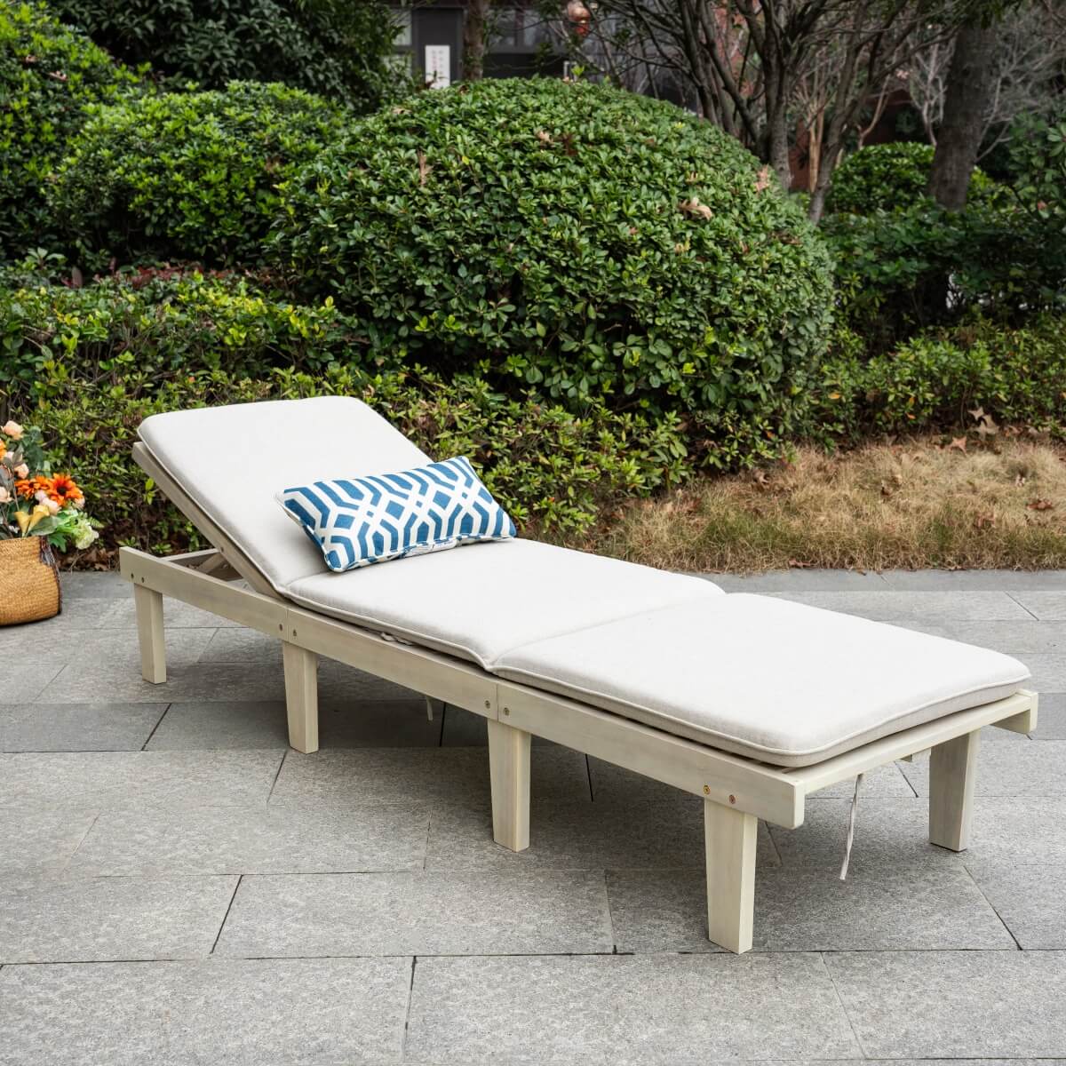 Wooden Sunlounger – Outdoor Garden Deck Chair for Patio, Poolside or Terrace - Direct Wicker